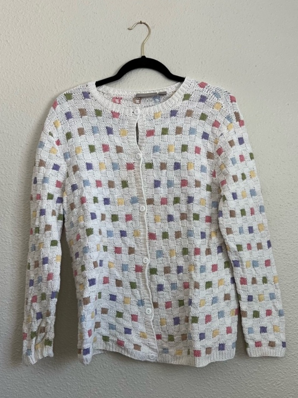 Vintage Nordstrom colorful checkered cardigan